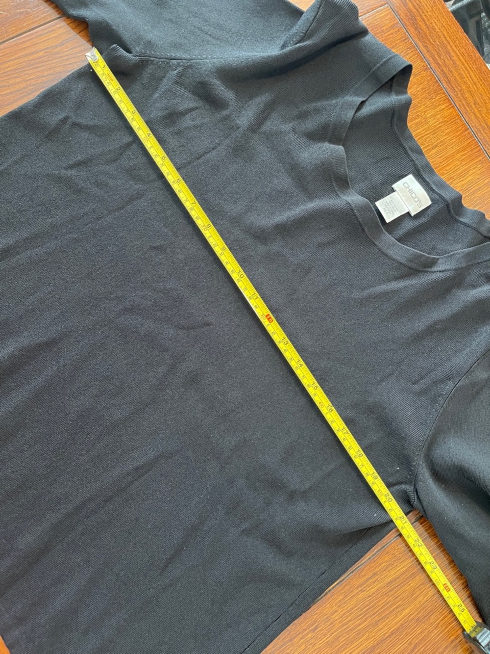 Chico's Black Scoop-Neck 3/4 Sleeve  sweater pullover size 3/large basic classic - Picture 4 of 5